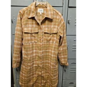 Jessica Simpson Romi long shirt jacket plaid flannel size medium NEW with tags